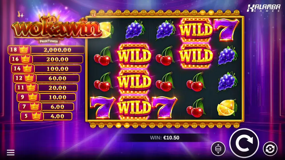 Tampilan visual slot 40 Crown Chase PrizeTower dengan simbol mahkota dan angka tujuh